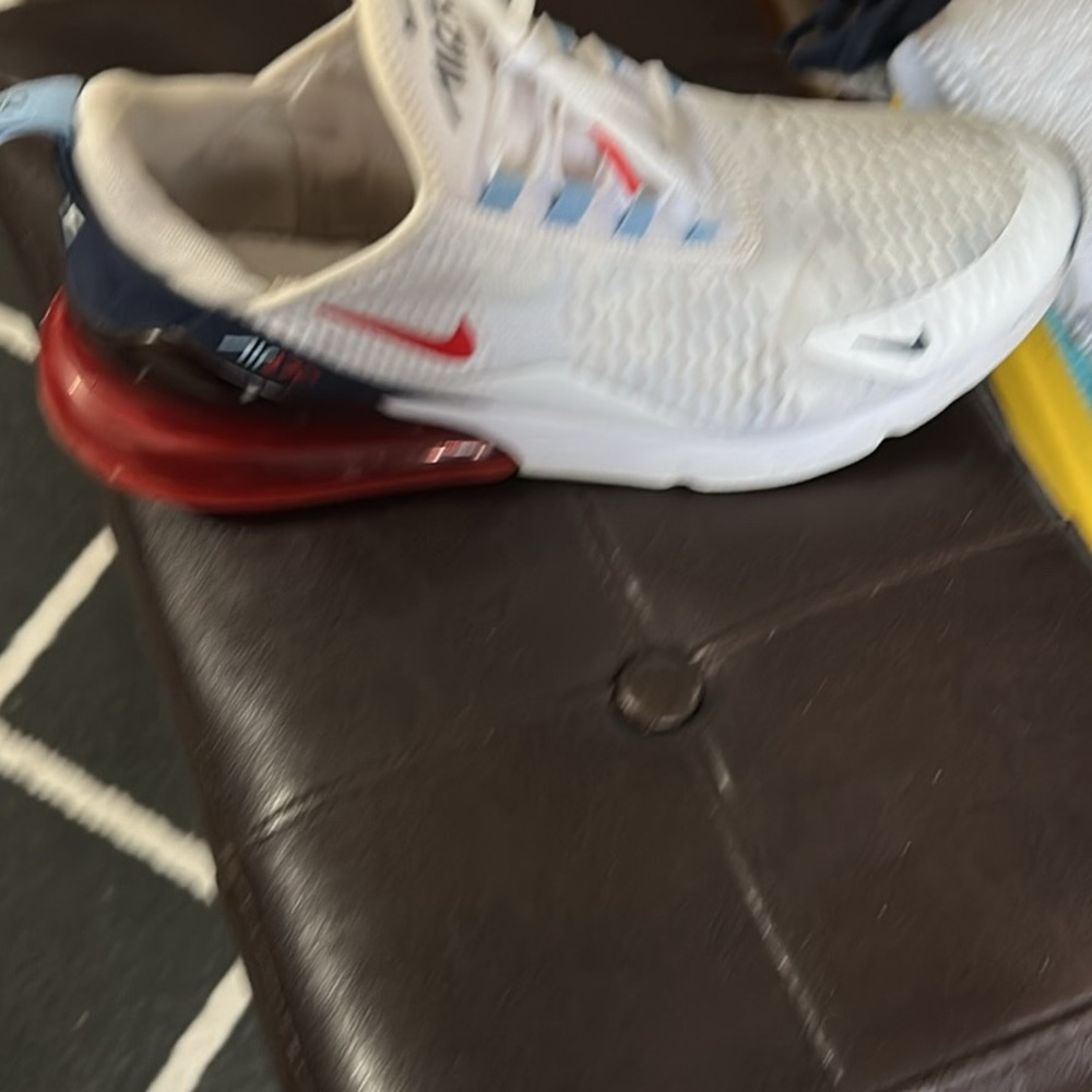 Nike Air Max 270 White with Red and Navy Accents
